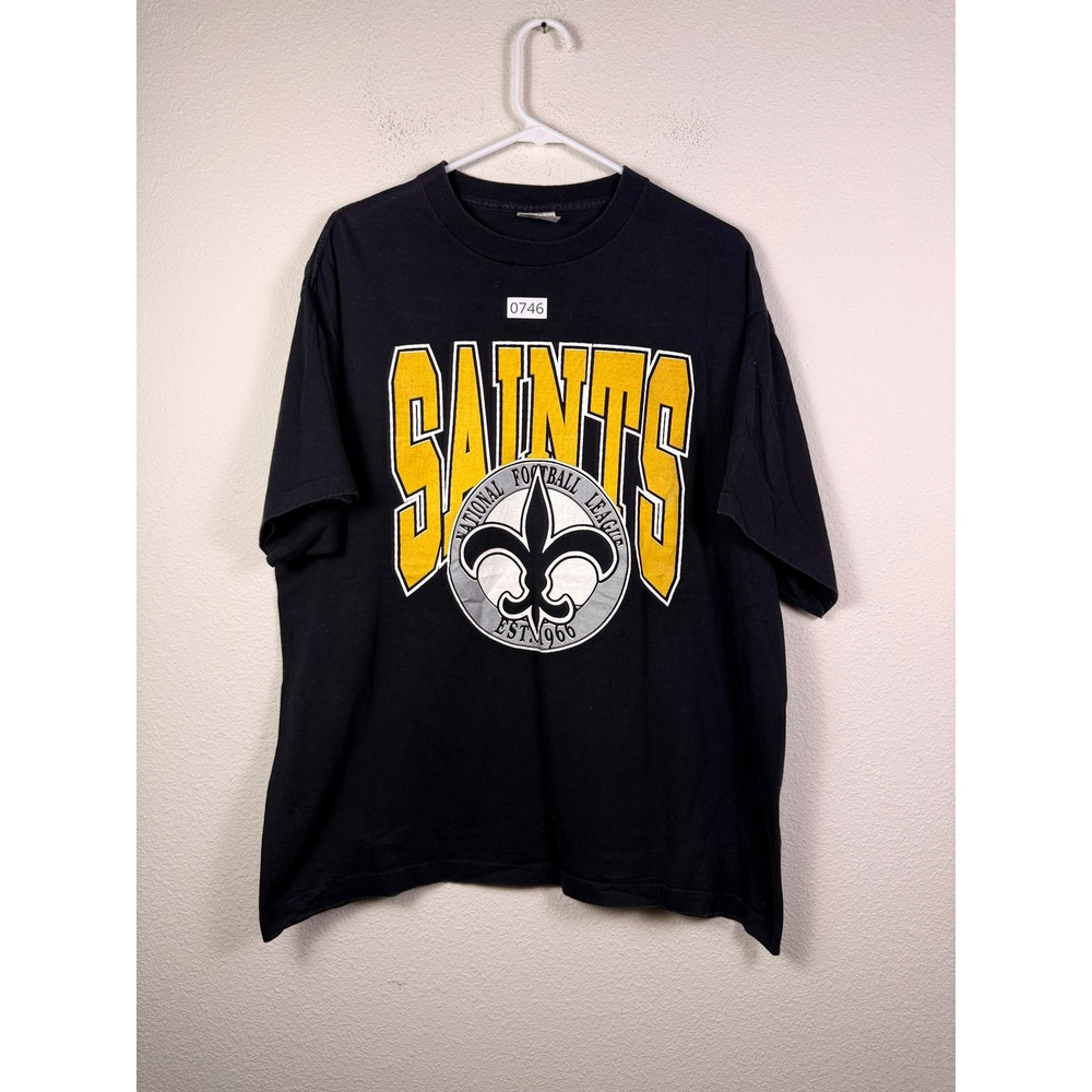 Vintage New Orleans Saints NFL Trench Ultra T-Shirt Mens XL Black Single Stitch